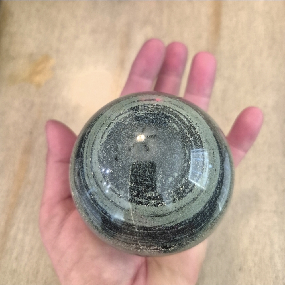 Natural Tibetan Jade Medicine King Stone Crystal Orb Sphere #4 - Picture 7 of 7